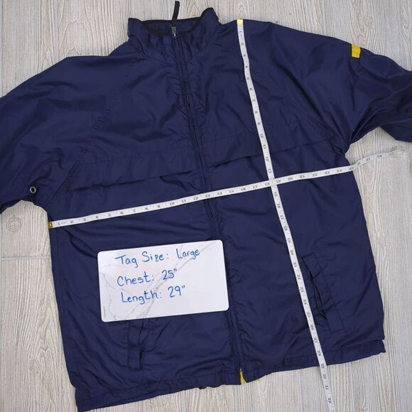 VTG CA College Authentics Michigan Navy and Yellow Full Zip Windbreaker Size Lar - Picture 7 of 11